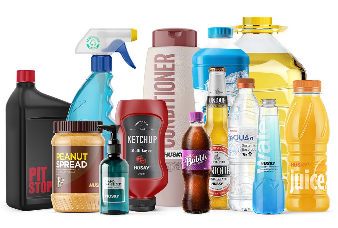 Ejemplos de industrias con las que trabaja Husky: Productos médicos, bienes de consumo, envases para alimentos y bebidas