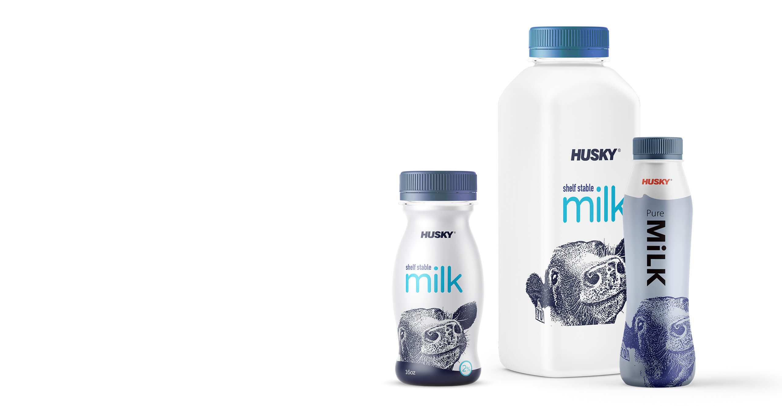 A collection of milk beverage containers created with Husky PET Multi-Layer Technology