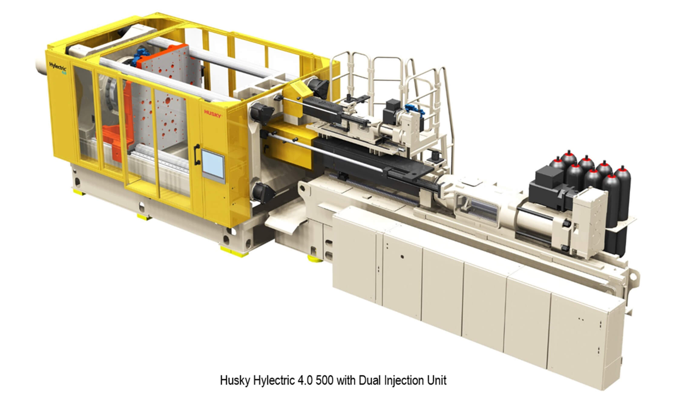 Image of the Husky injection molding system: Hylectric 4.0 500 with Dual Injection Unit