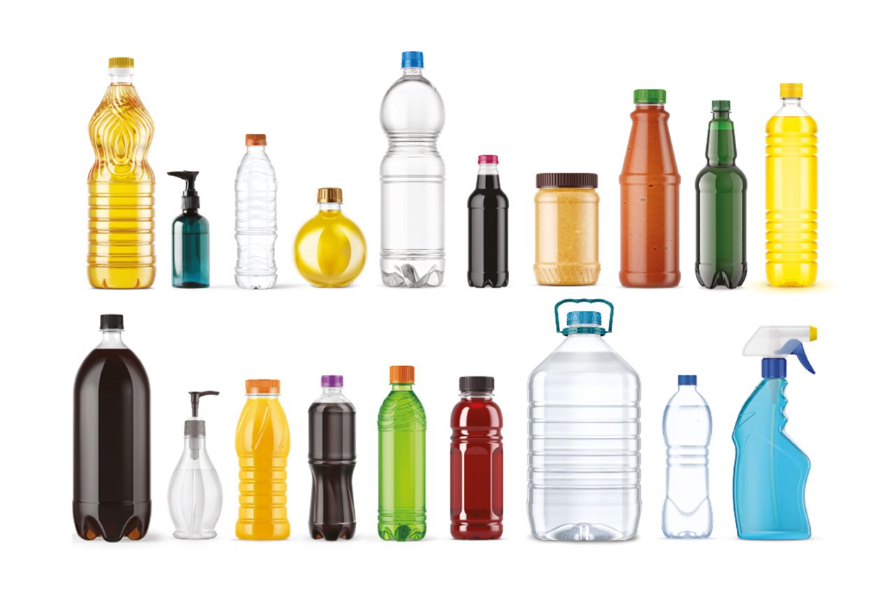 Various plastic beverage containers